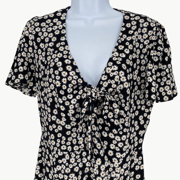 Sézane Women's Norabel Daisies Floral Button Down Mini Dress Sz 40 (US 8), Black - Picture 9 of 13